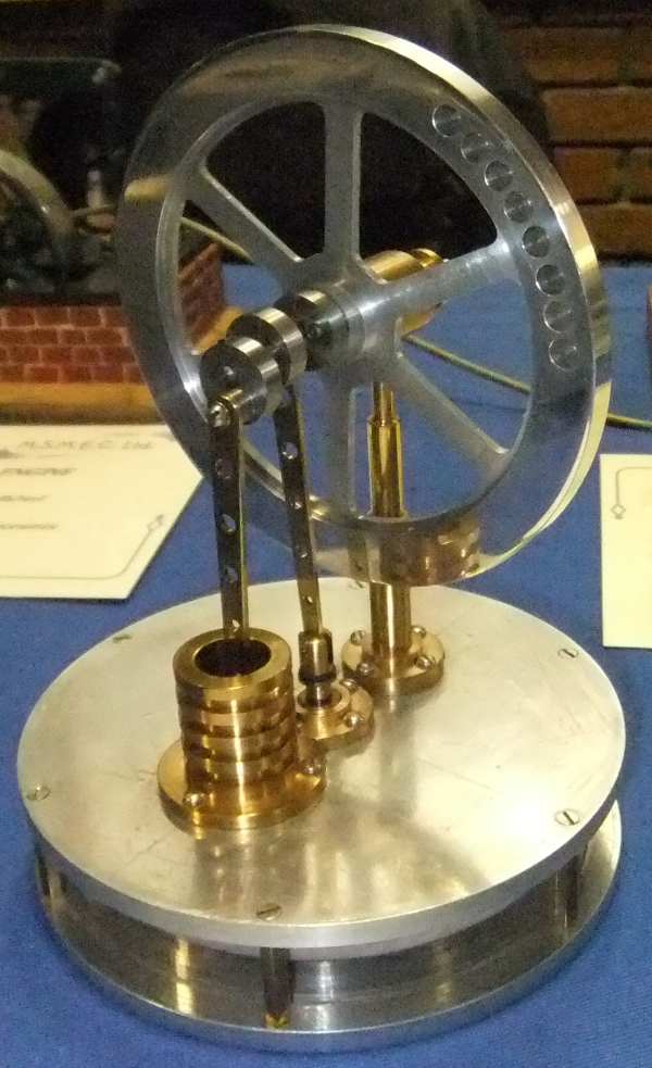 "Coffee cup" hot air engine built to a design by Jan Ridders
